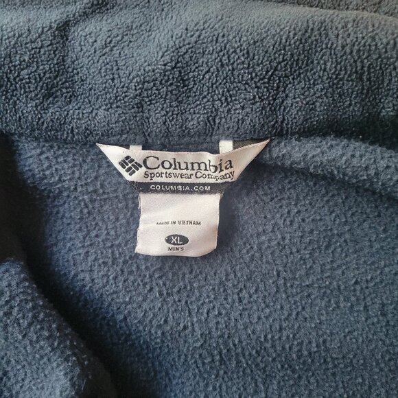 Men's Columbia Fleece XL Sweatshirt Jacket Zip Up Grey Blue Sweater - Picture 3 of 7